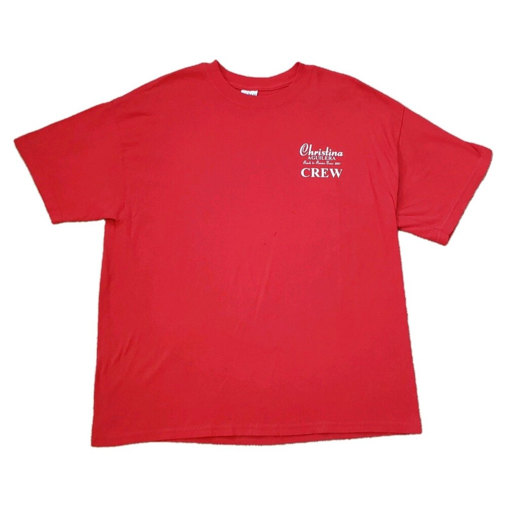 Vintage Christina Aguilera 2007 Back To Basics Tour Sz XL Red Local Crew T-Shirt